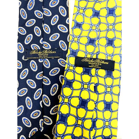 2 Ties brooks brothers yellow blue gorgeous fun design - Picture 2 of 8